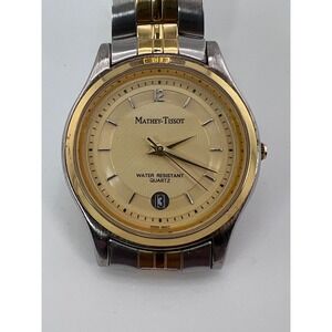 Mathey Tissot Two Tone Gold Silver Stainless Steel Quartz‎ Watch Date MT1312GLD